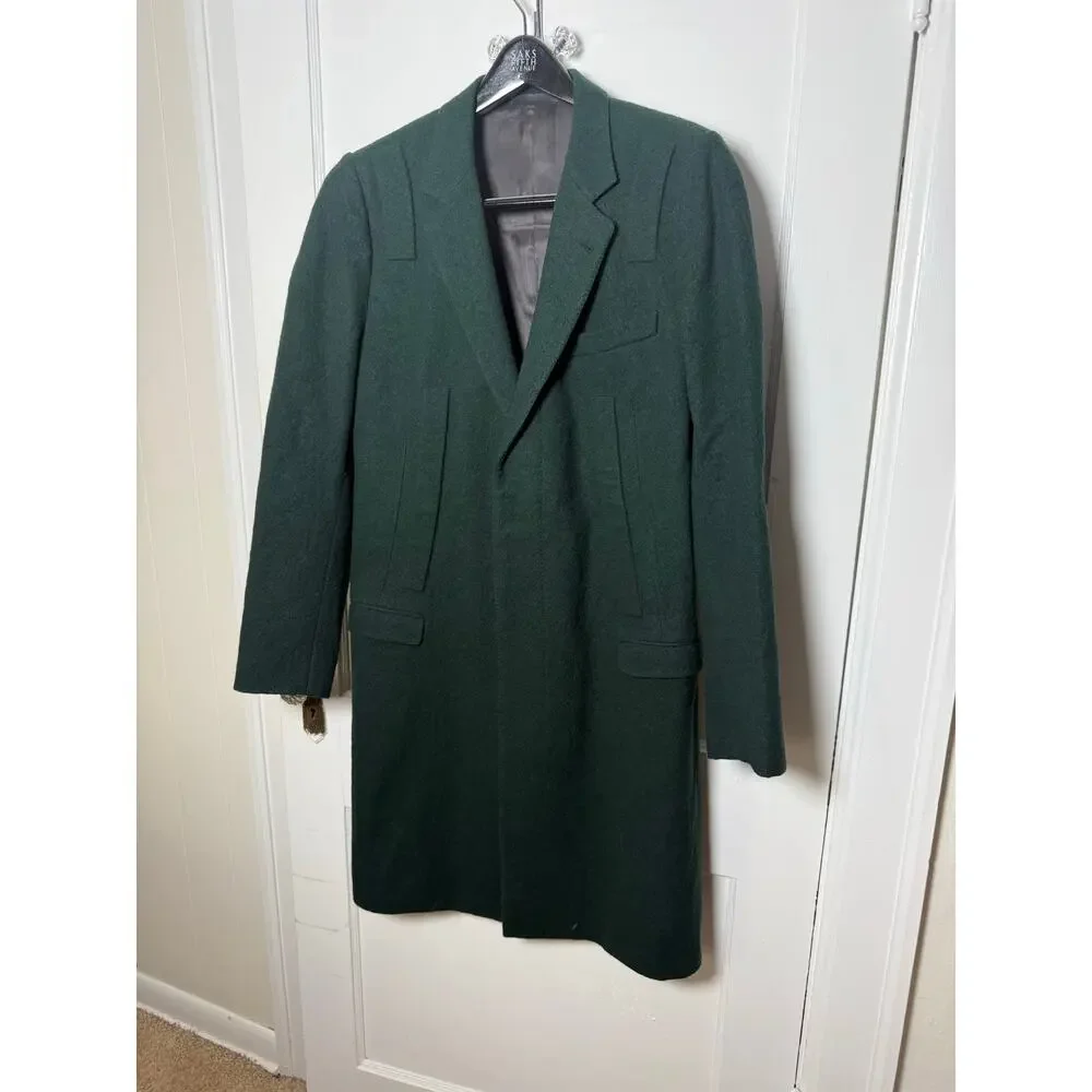 Lanvin Designer Dark Green 100% Wool Long Overcoat NEW Men's Size 42 Barneys NY